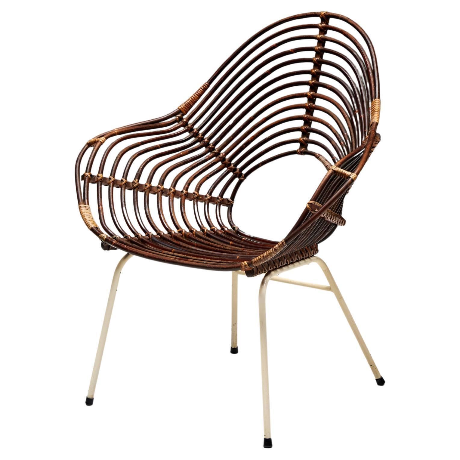 Rattan Chair By H. Broekhuizen For Rohé Noordwolde, Netherlands, 1960s
