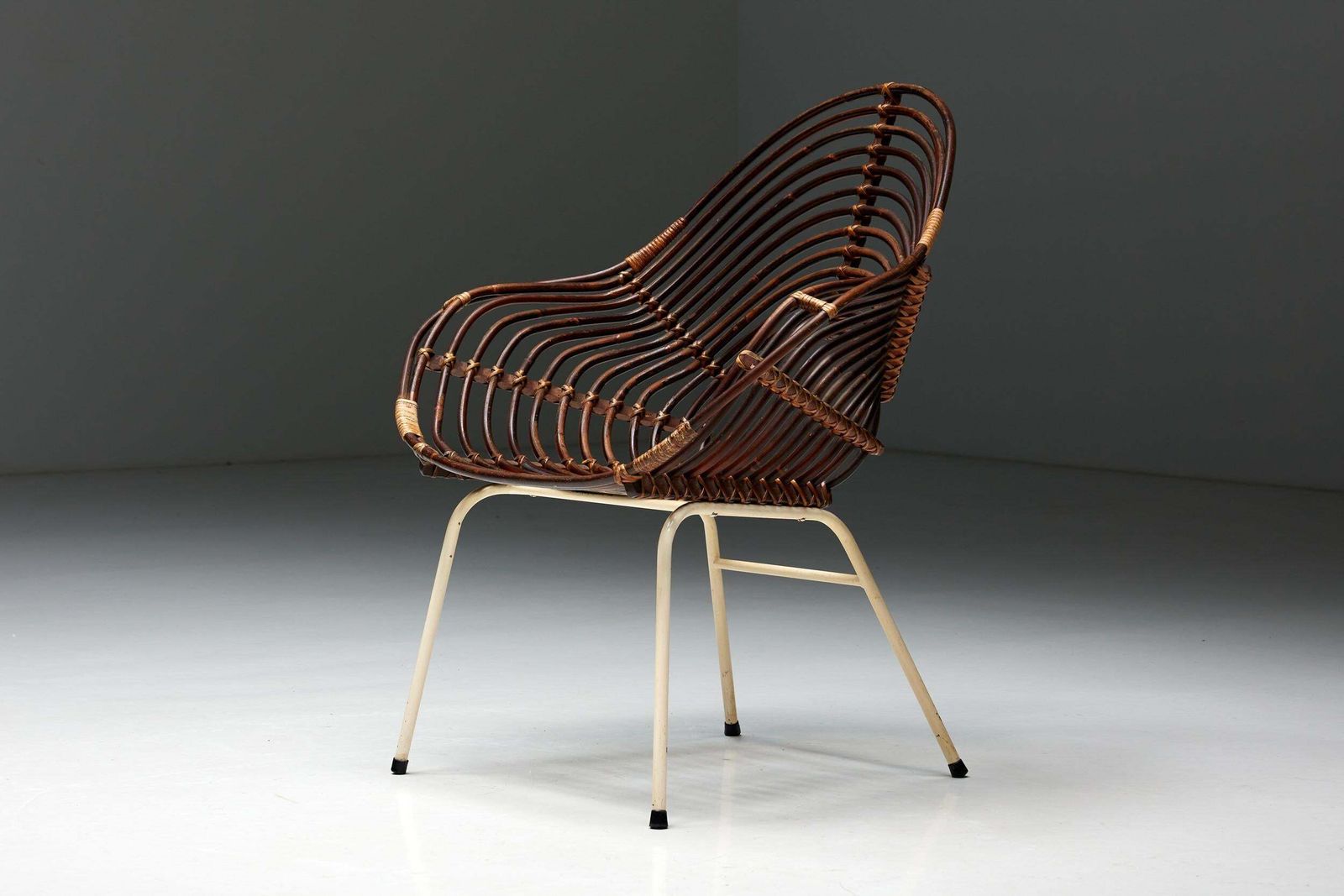 Rattan Chair By H. Broekhuizen For Rohé Noordwolde, Netherlands, 1960s photo for sale