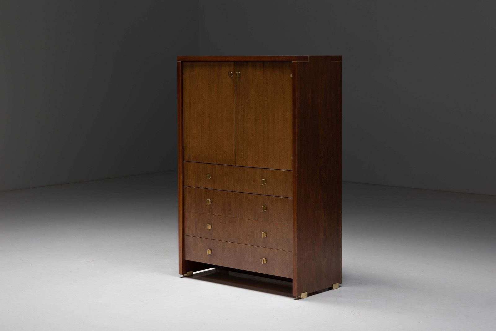 Walnut And Brass Cabinet By Pierre Balmain, France, 1980s photo furniture