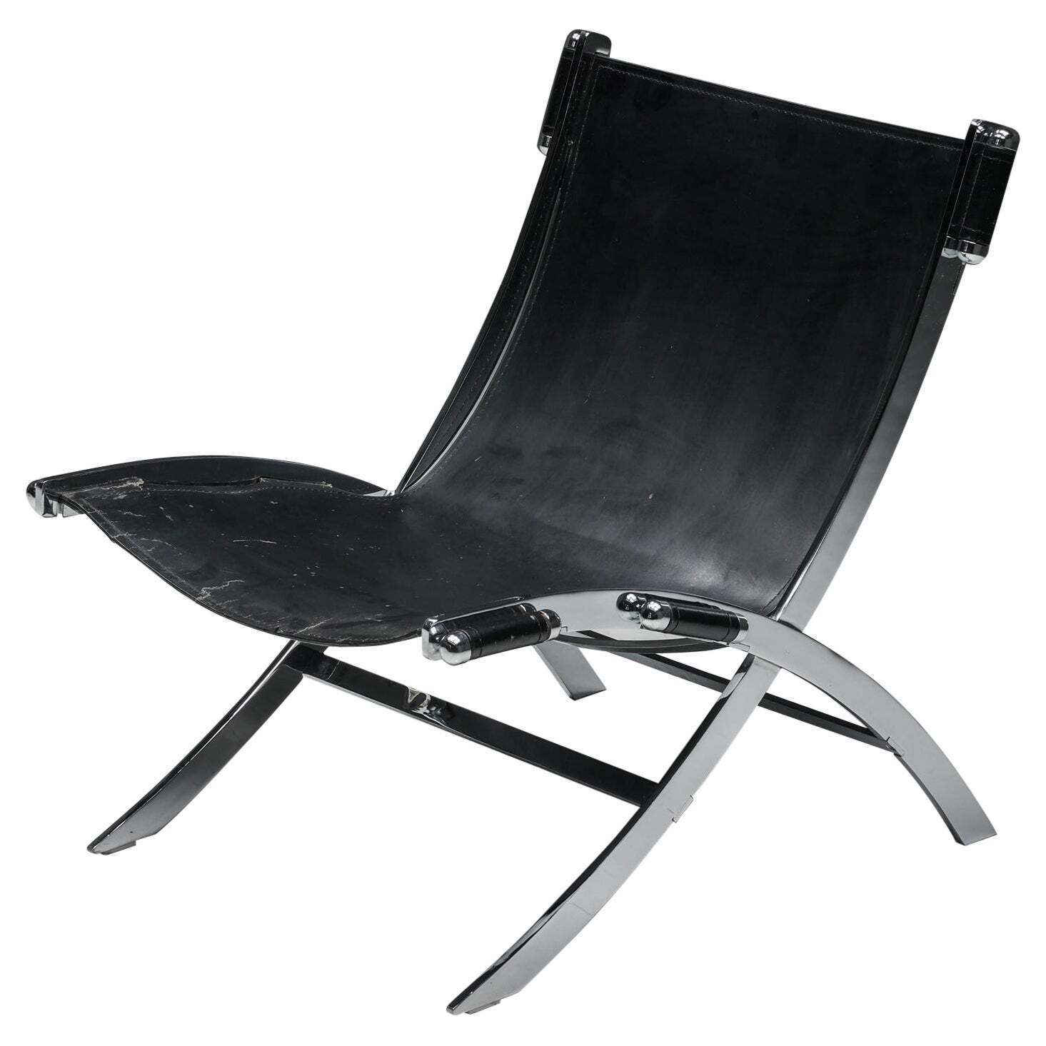 Ilva Design Lounge Chair Model Cuba, Black Leather, Denmark, 2000s