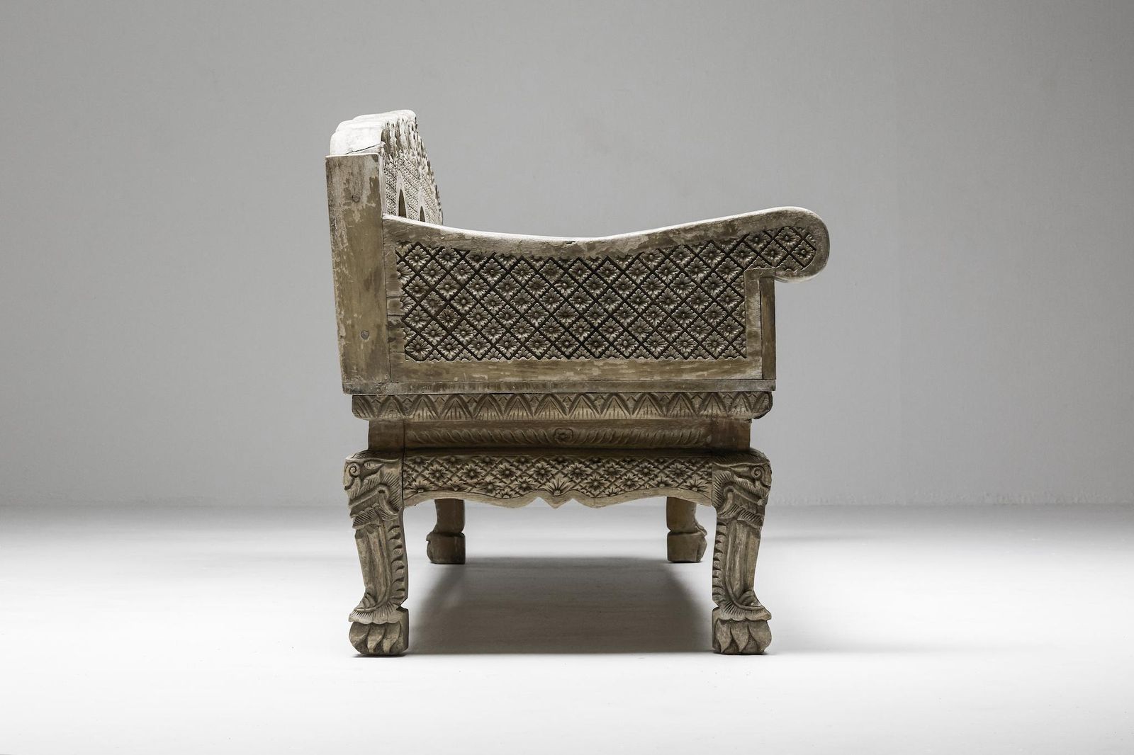 Hand Carved Wooden Bench, France, 1890s photo 4775.0