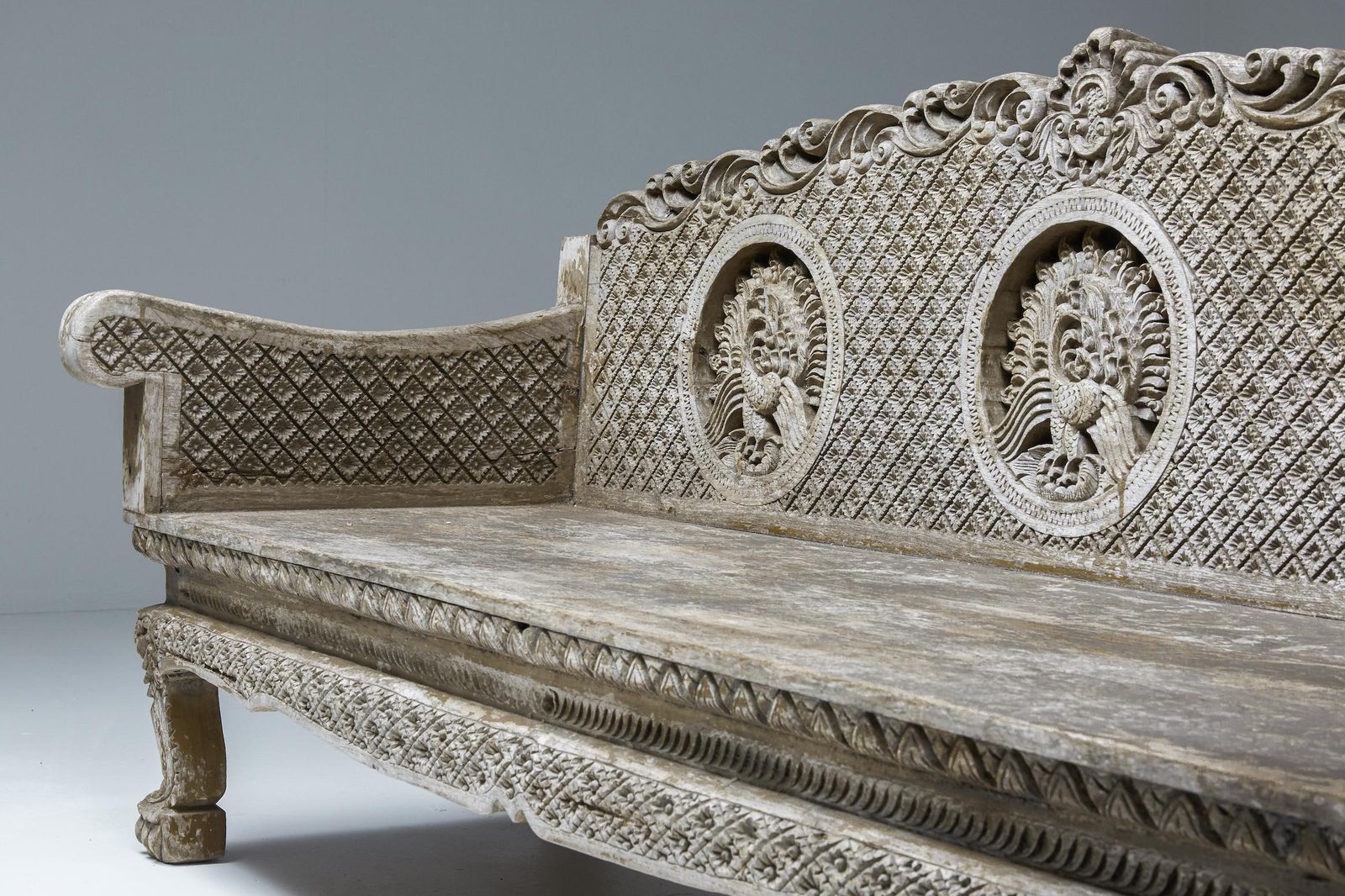 Hand Carved Wooden Bench, France, 1890s photo buy