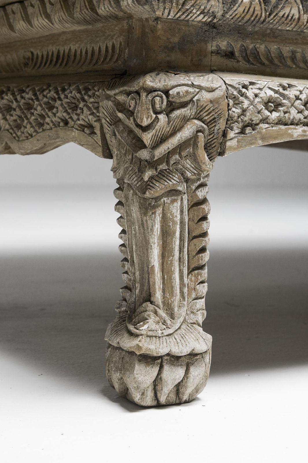 Furniture Hand Carved Wooden Bench, France, 1890s photo