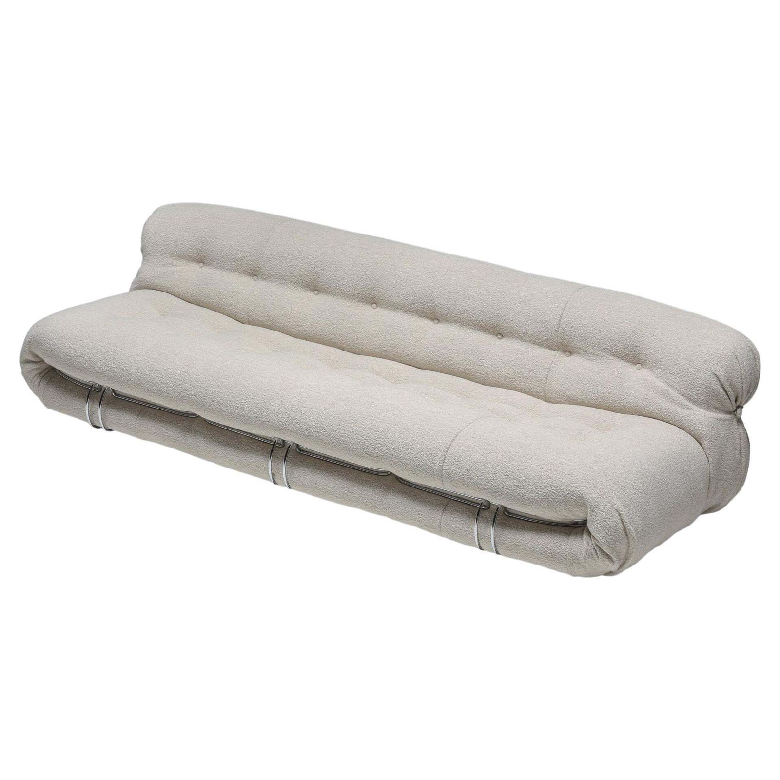 Cassina 'Soriana' Four Seater Sofa By Afra And Tobia Scarpa In Bouclé, 1970's