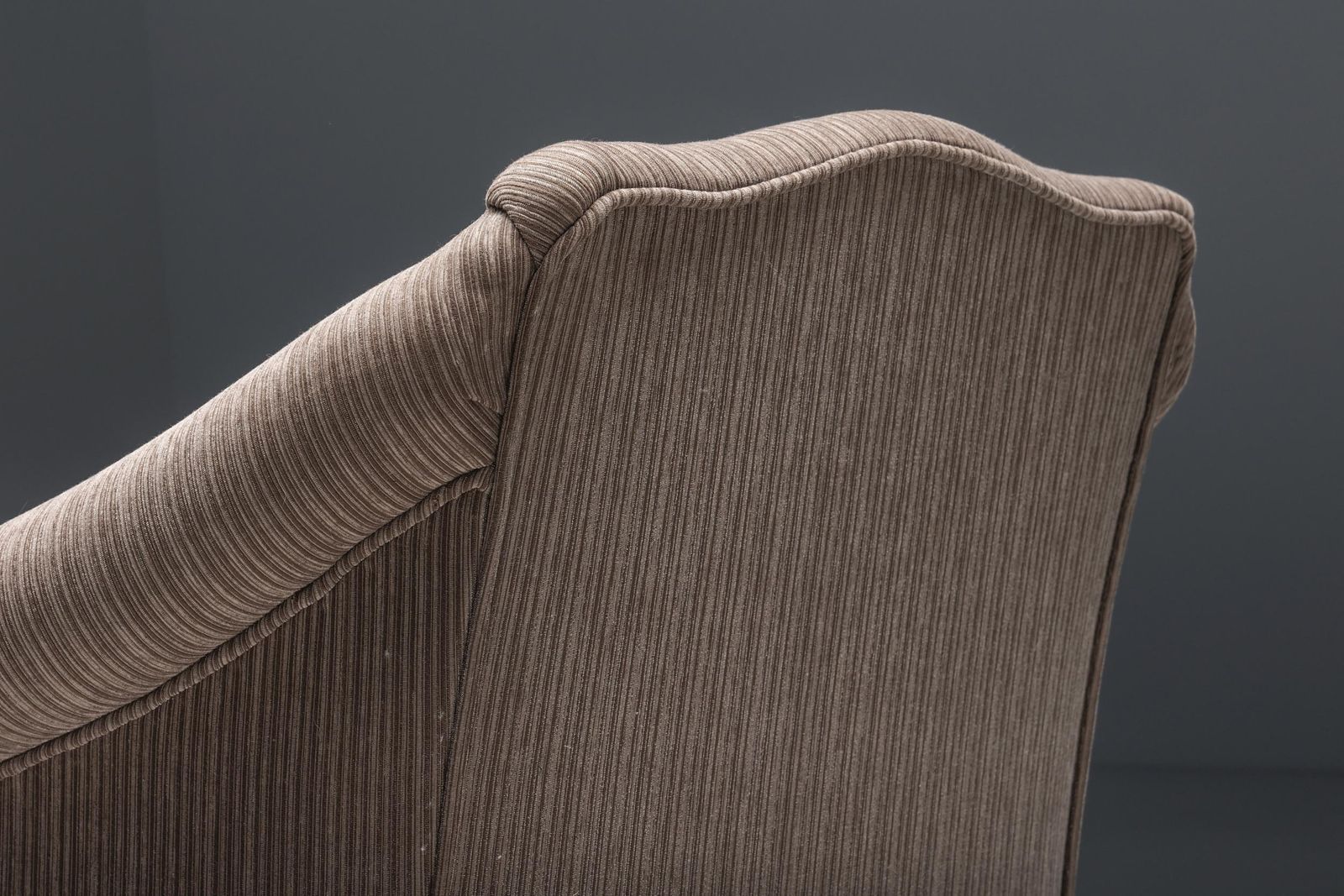 photo vinterior Armchair In Striped Upholstery & Wooden Legs, Europe, Circa 1950s
