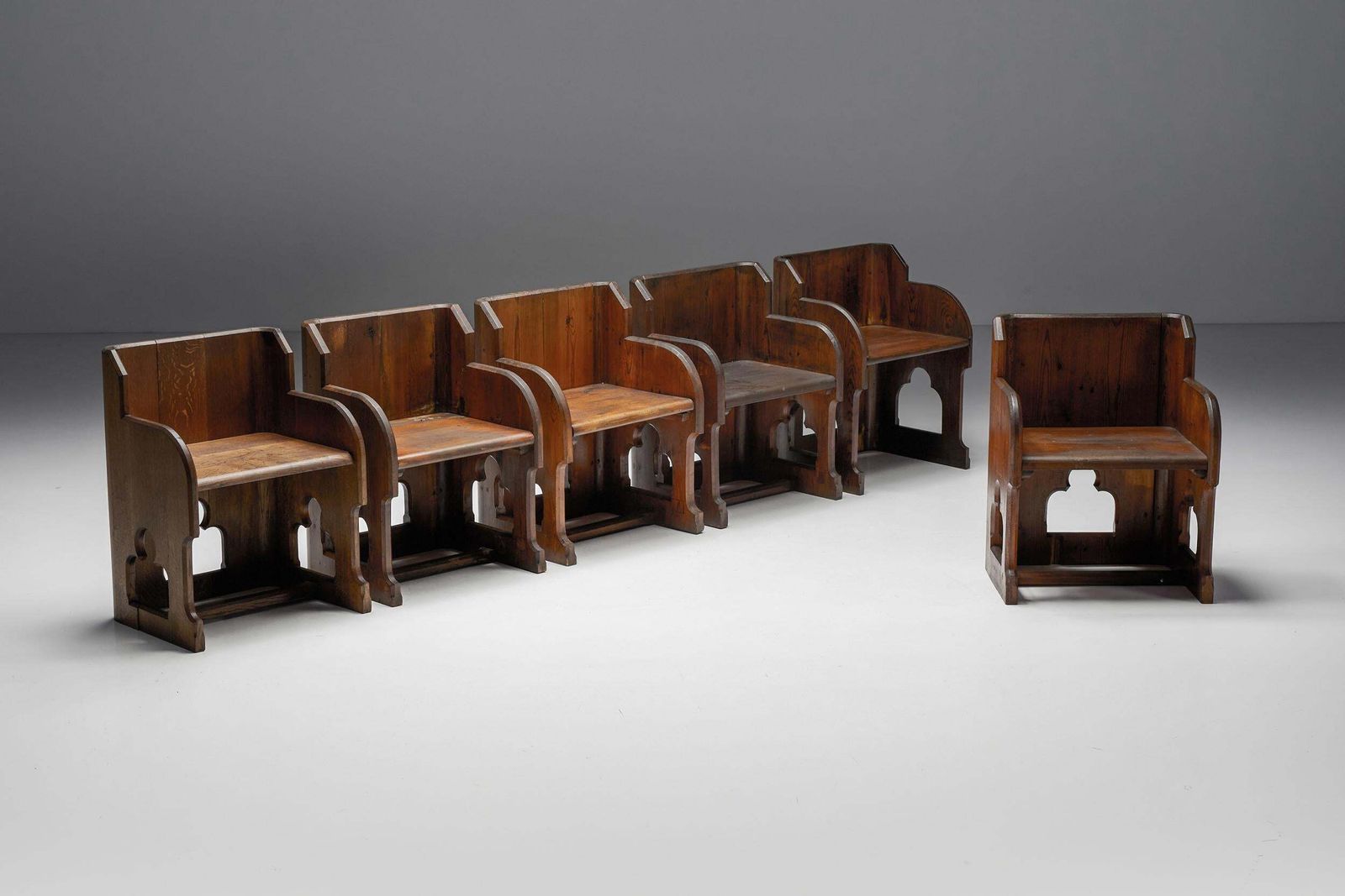 Gothic Revival Wooden Armchairs, Pine & Oak, 20th Century photo furniture