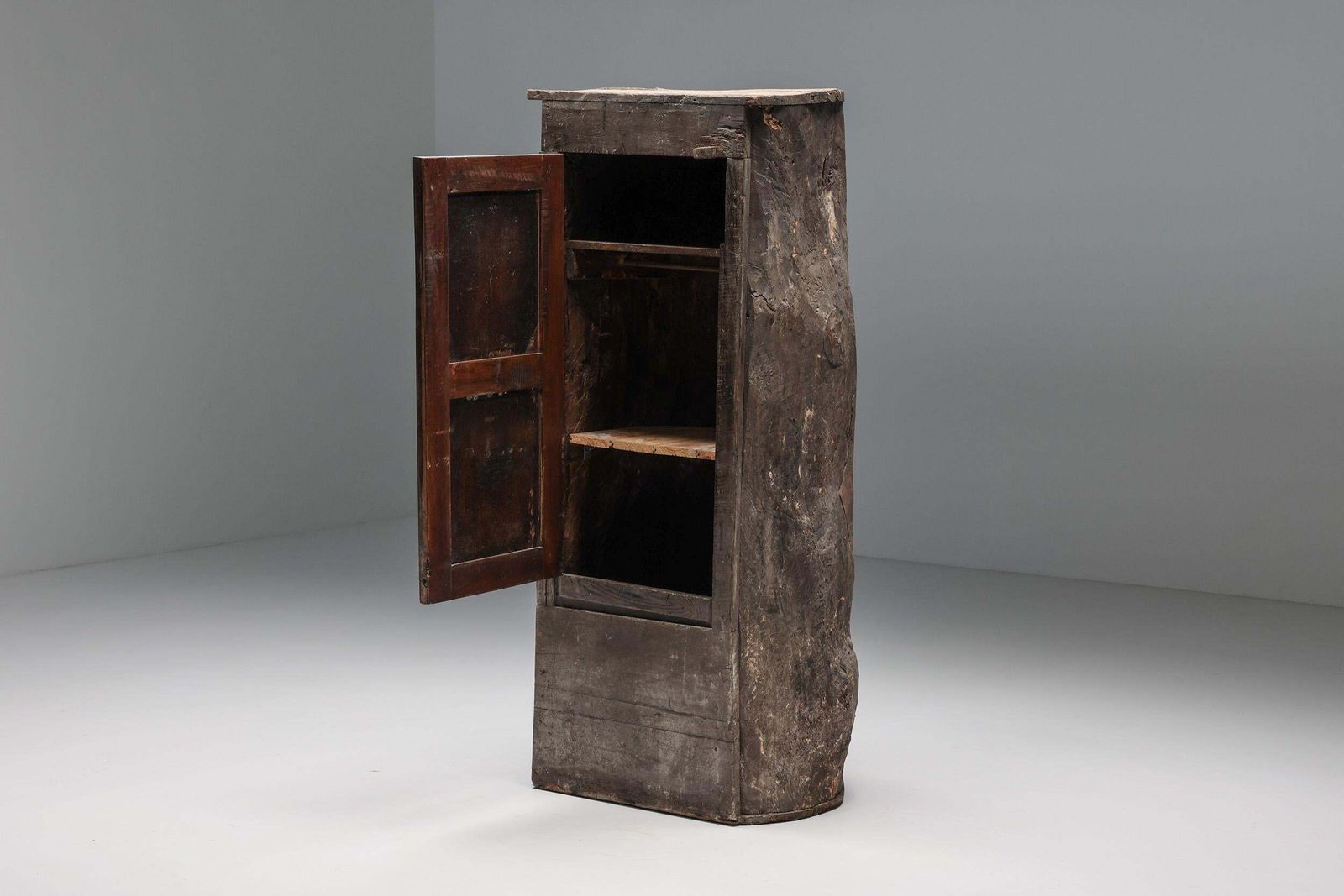 Rustic Art Populaire Monoxylite Cupboard, Ardèche, France, 19th Century photo for sale