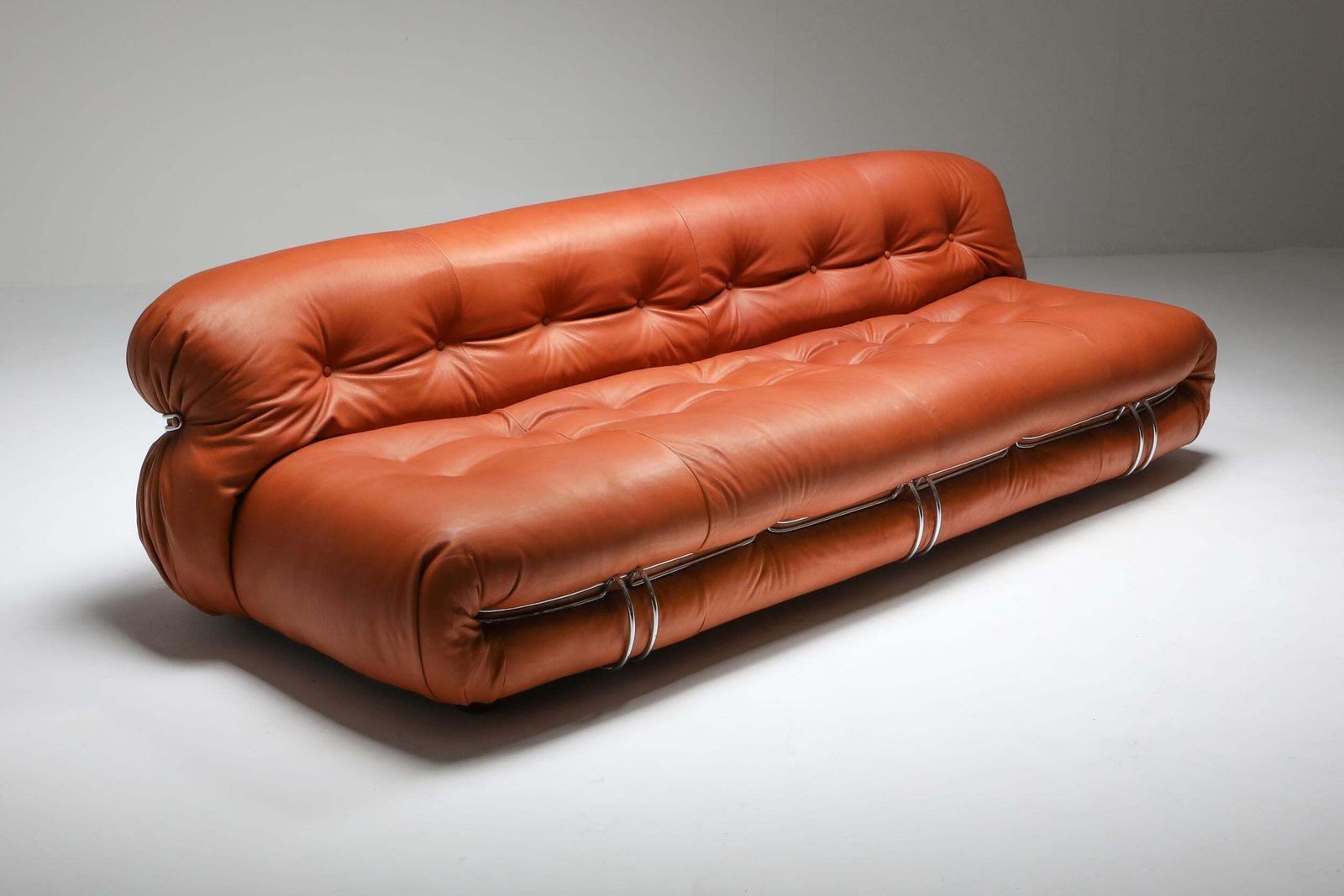 Cassina 'Soriana' Cognac Leather Sofa By Afra And Tobia Scarpa, 1970s photo furniture