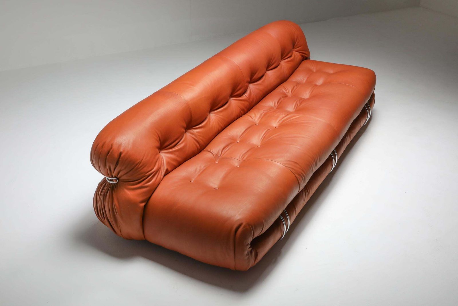 Cassina 'Soriana' Cognac Leather Sofa By Afra And Tobia Scarpa, 1970s photo 17083.0