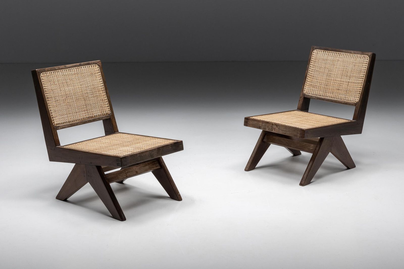 Armless Easy Chair By Pierre Jeanneret Rattan, Teak & Wood, Chandigarh, 1960s photo furniture