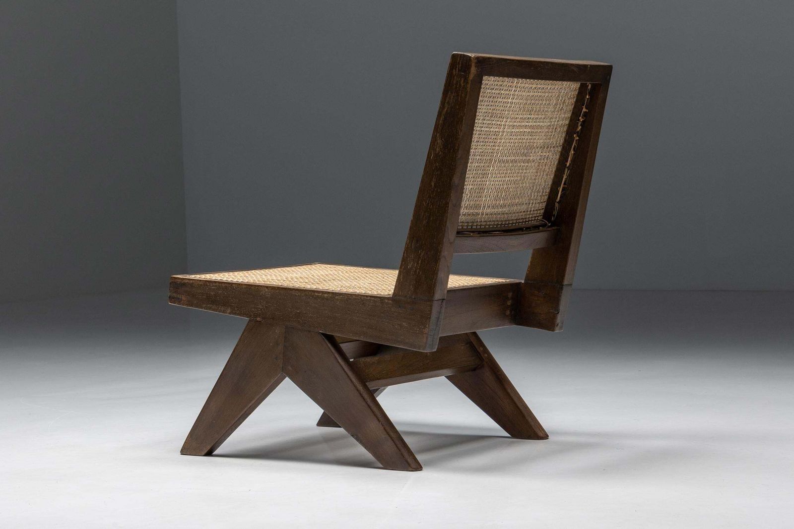 Armless Easy Chair By Pierre Jeanneret Rattan, Teak & Wood, Chandigarh, 1960s photo buy