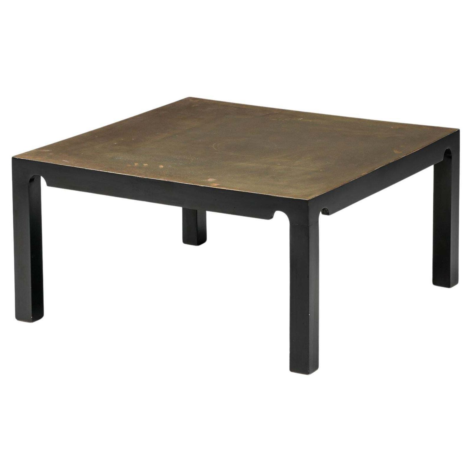 Post Modern Brass And Black Steel Coffee Table By Emiel Veranneman, 1970's