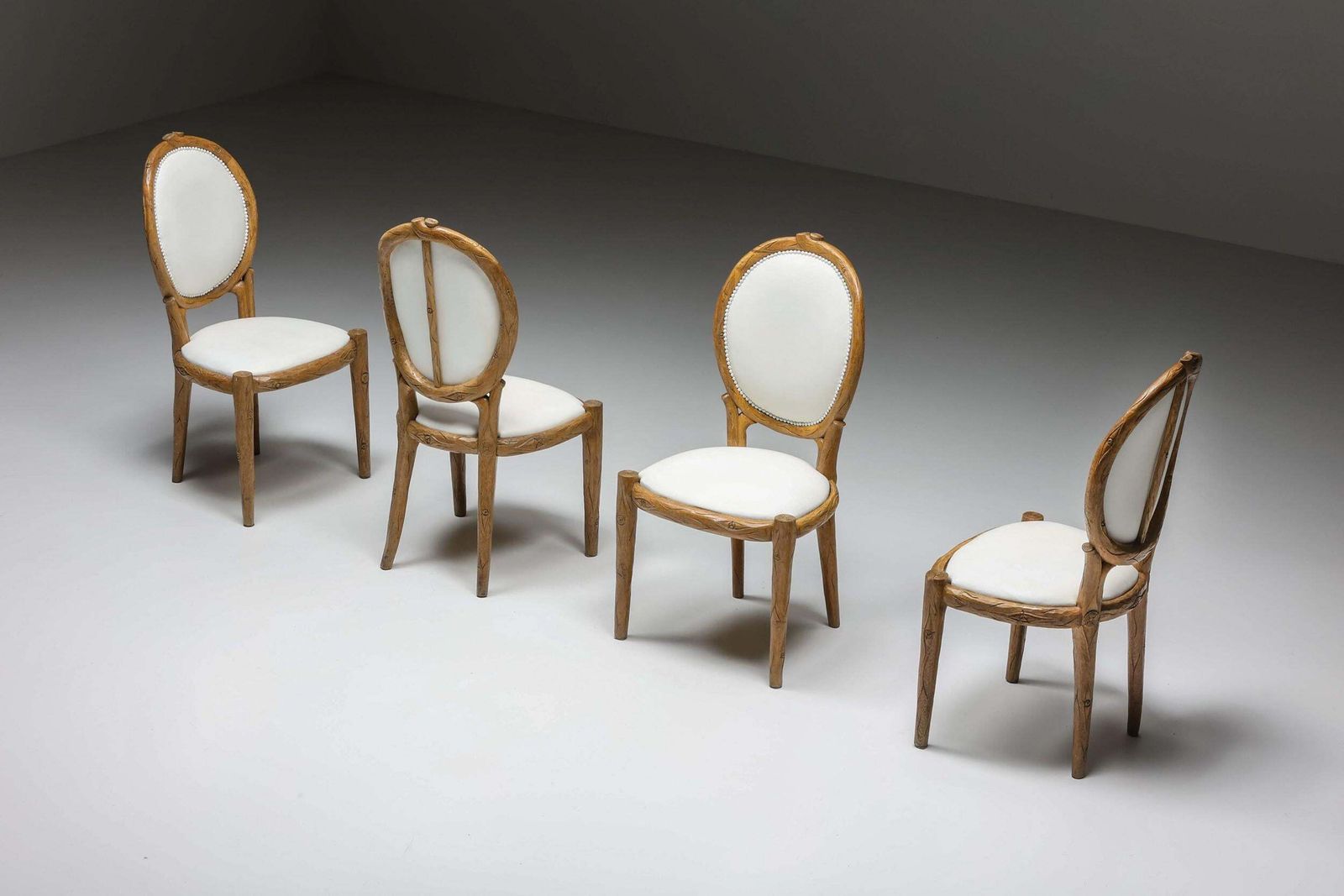Thonet Style Hand Carved Wooden Dining Chairs, Mid Century Modern, 1960s photo furniture