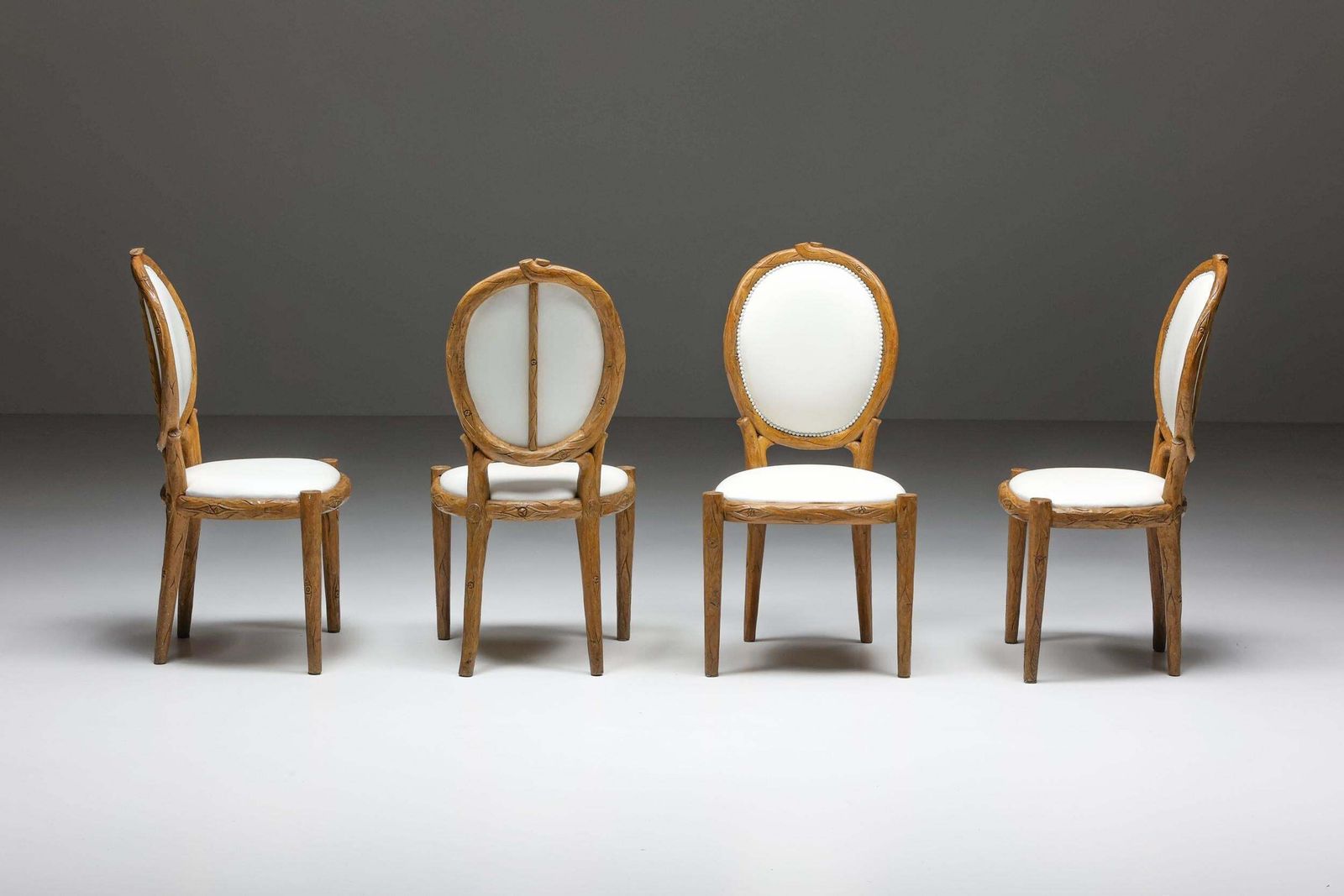 Thonet Style Hand Carved Wooden Dining Chairs, Mid Century Modern, 1960s photo for sale