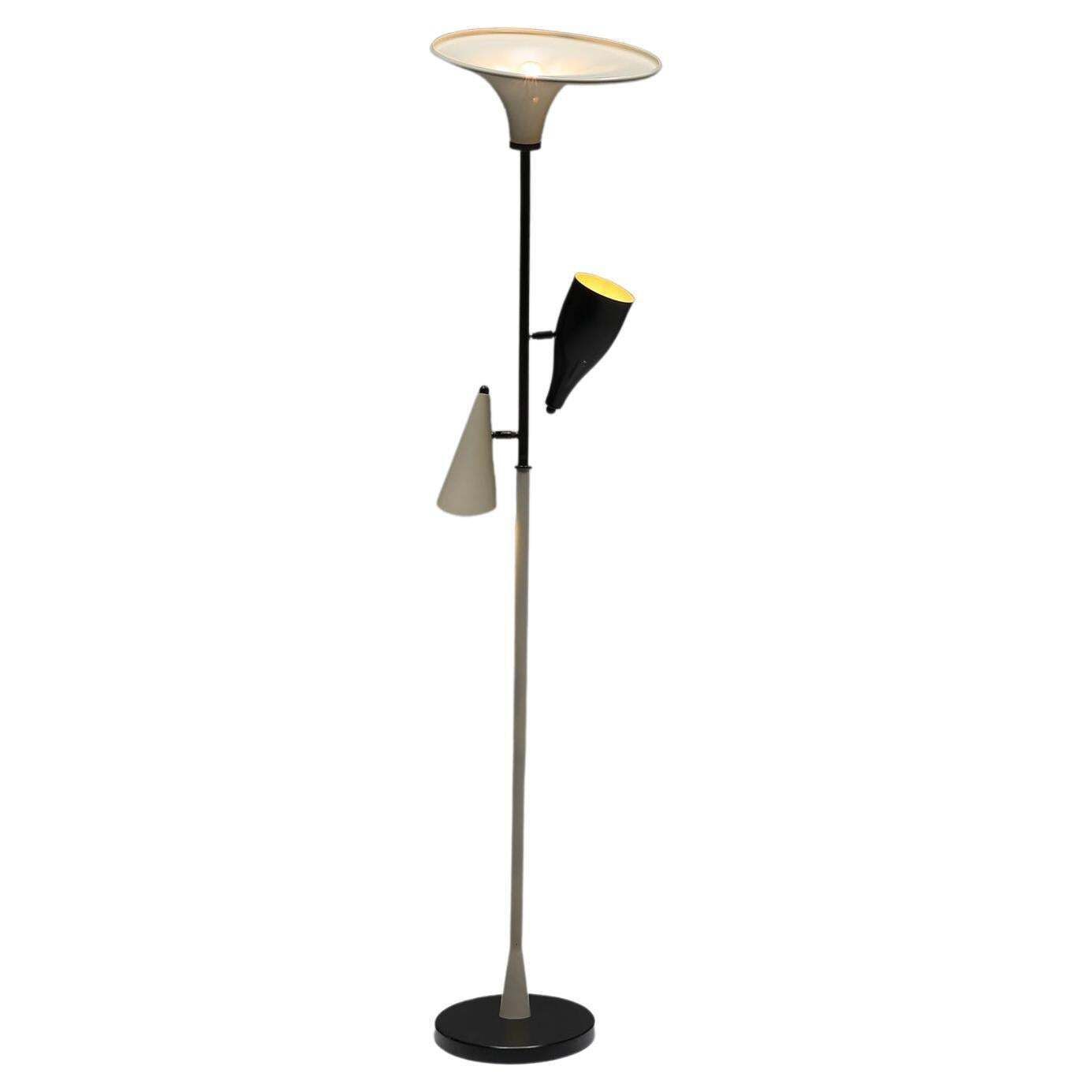 Italian Yellow & Black Floor Lamp, Mid Century Modern, Space Age, 1950's