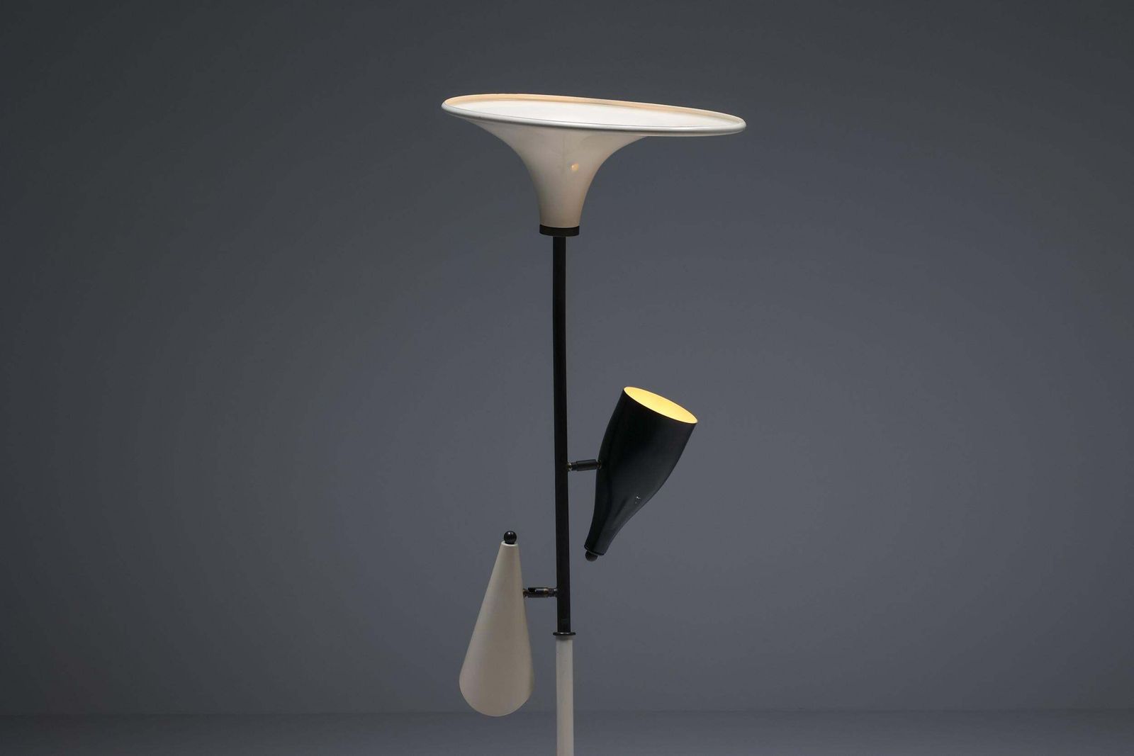 Italian Yellow & Black Floor Lamp, Mid Century Modern, Space Age, 1950's photo furniture