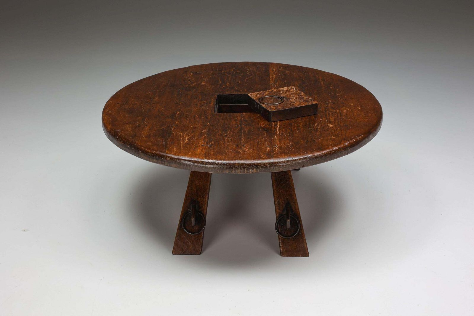 Round Rustic Coffee Table With Ring IV, France, 1960s photo furniture