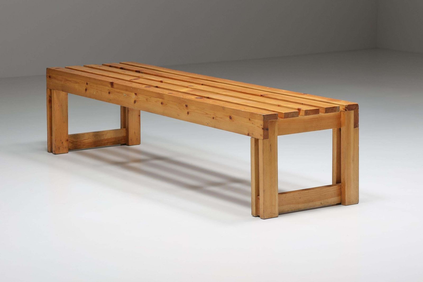 Italian Pine Bench Set From Old Vineyard, Modernist, Italy, 1960's photo vintage