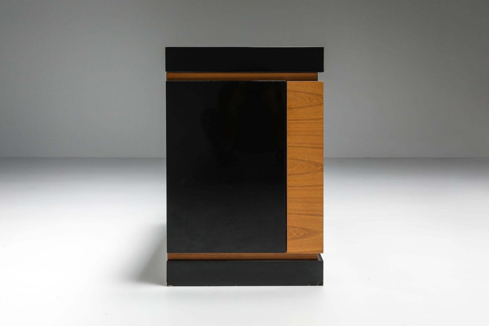 Pierre Cardin Black Lacquer And Teak Drawer Cabinet, Postmodern Credenza, 1970's photo 3905.0
