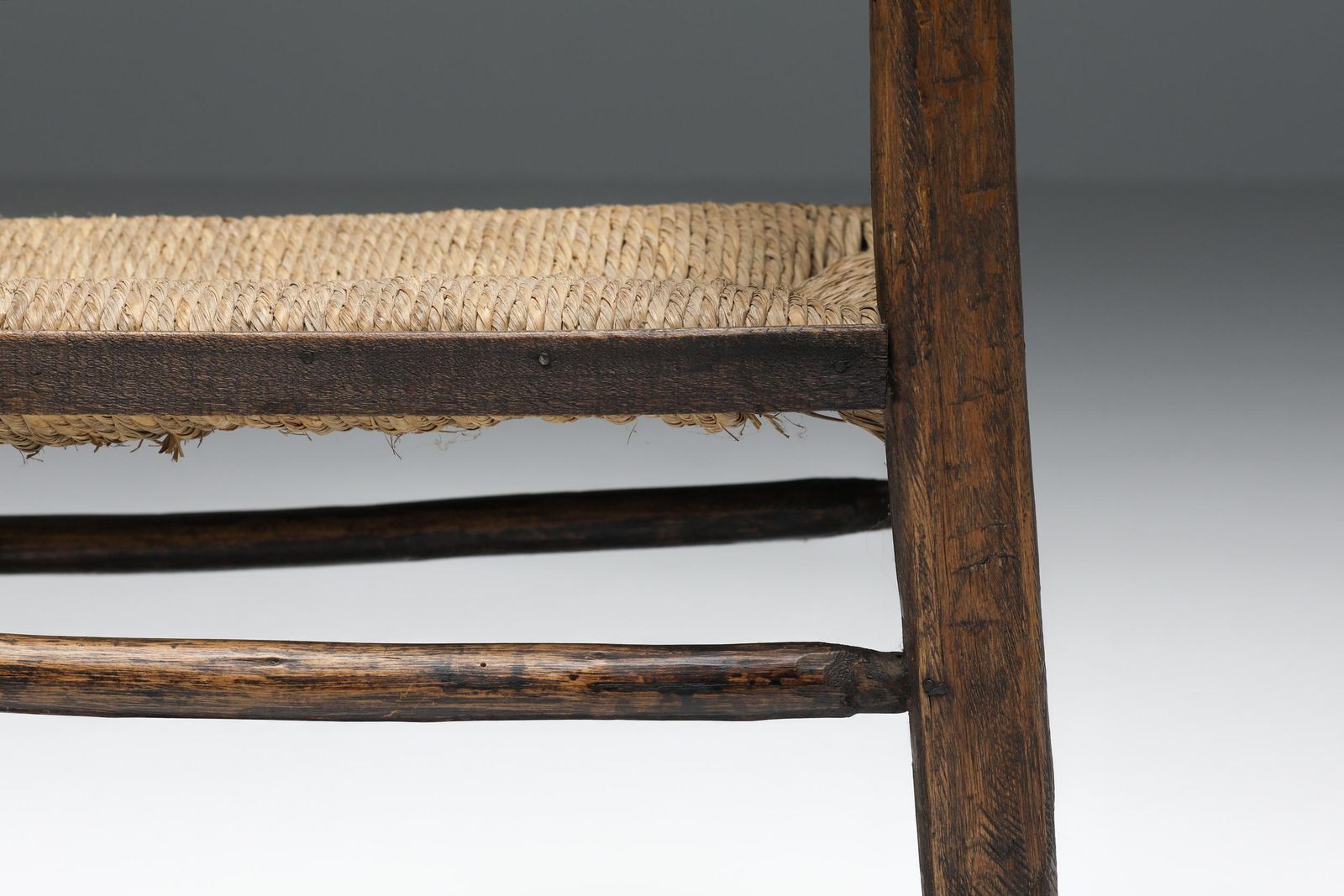 "Art Populaire" Folk Art Stool From The Auvergne, Mid Century Rustic 1800's photo vinterior