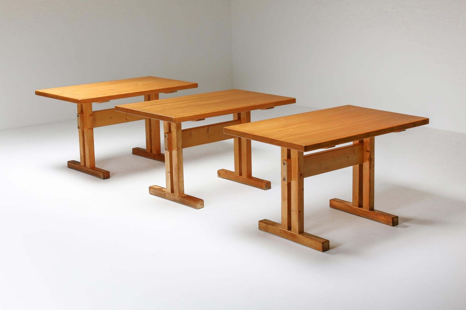 Pine Perriand Tables, French Modernism photo for sale