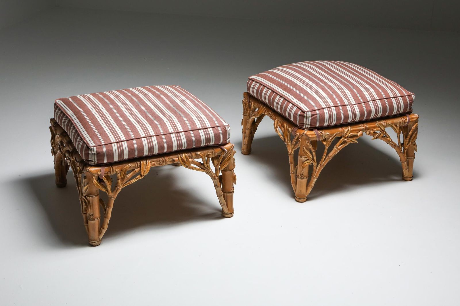 Bamboo Pair Of Ottoman, Arpex, Italy, 1970s photo for sale