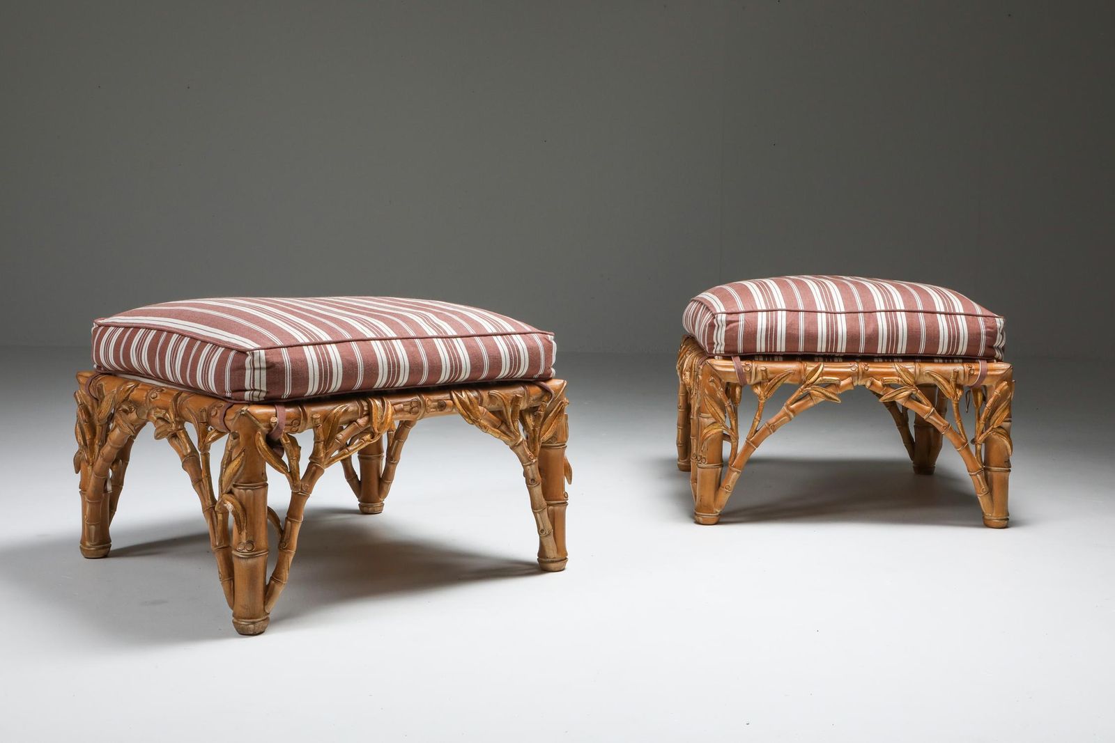 Bamboo Pair Of Ottoman, Arpex, Italy, 1970s photo Furniture