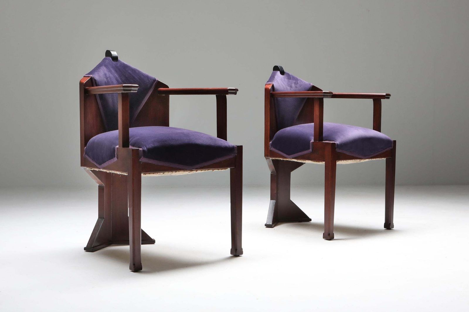 Dutch Art Deco ‘Amsterdamse School’ Pair Of Armchairs photo 7123.0