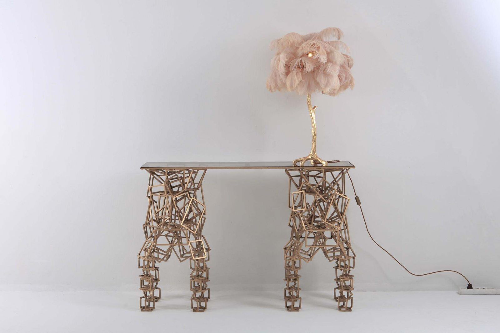 3799.0 Brass Console Table In The Style Of Antony Gormley photo