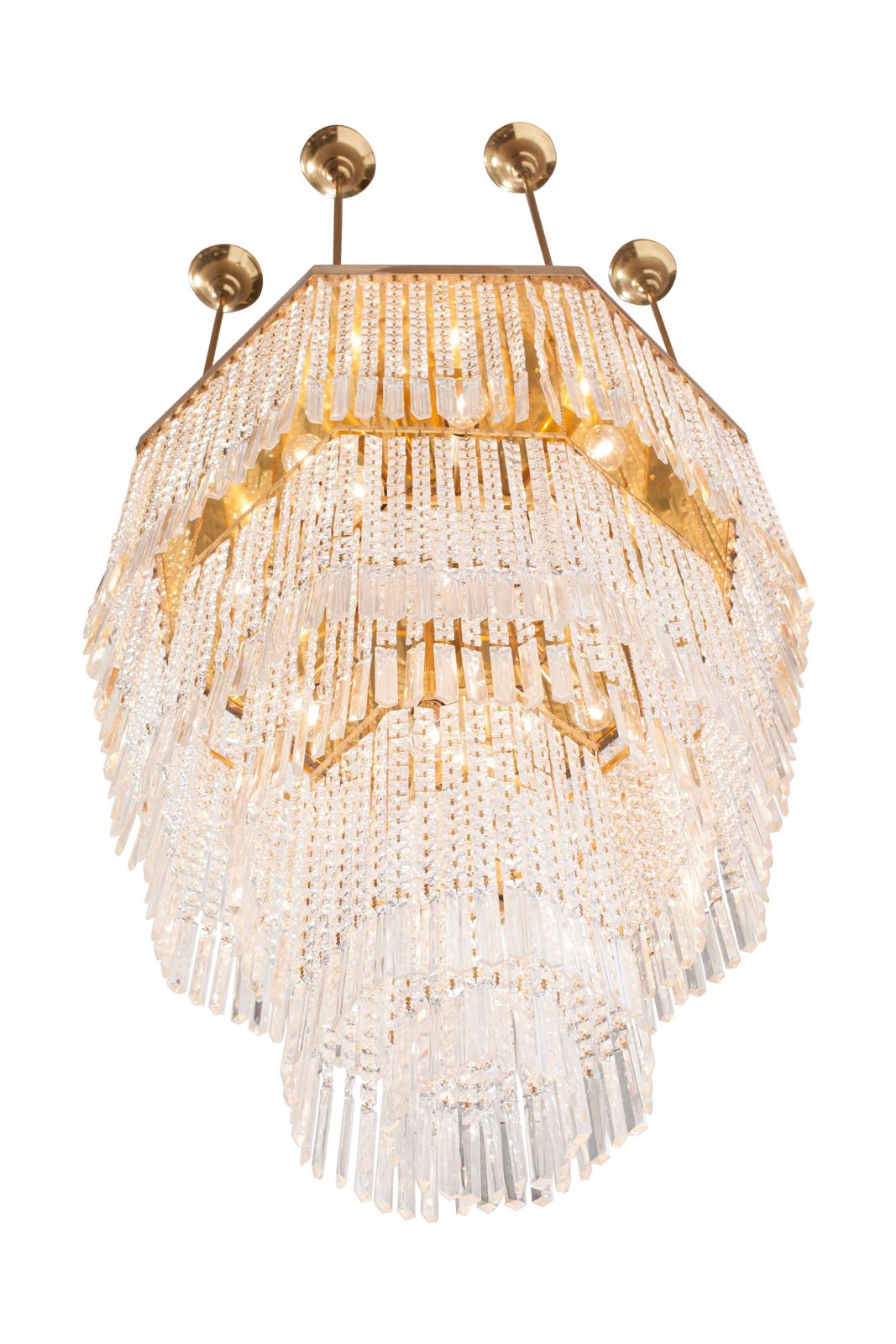 Regency Impressive Brass And Glass Chandelier, Italy, 1950s photo furniture