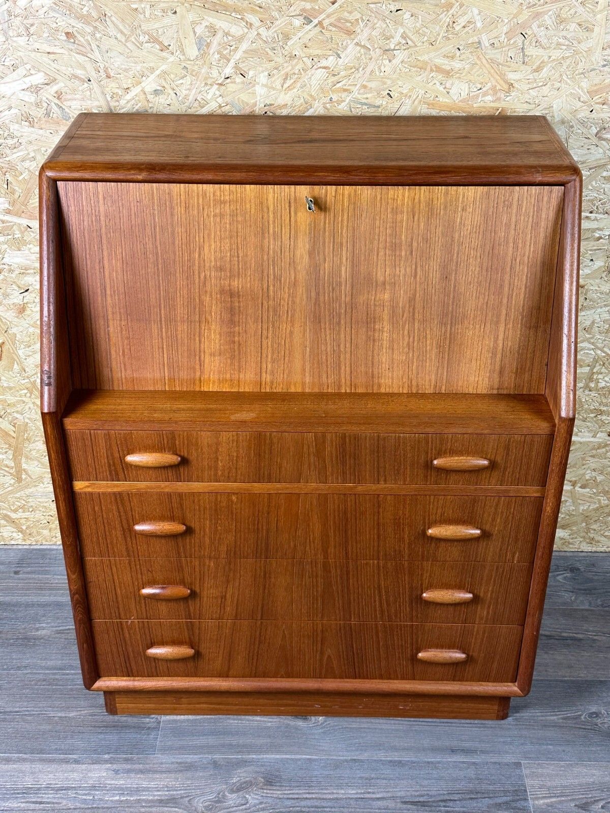60s 70s Teak Secretary Chest Of Drawers Danish Modern By Dyrlund Denmark photo for sale
