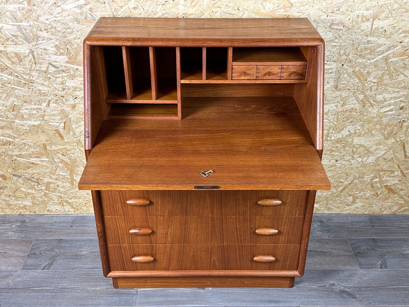 Furniture 60s 70s Teak Secretary Chest Of Drawers Danish Modern By Dyrlund Denmark photo