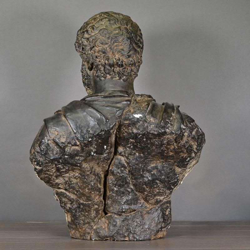 Sculpture Of A Roman Emperor In Resin, Very Beautiful Black Bronze Patina. photo furniture