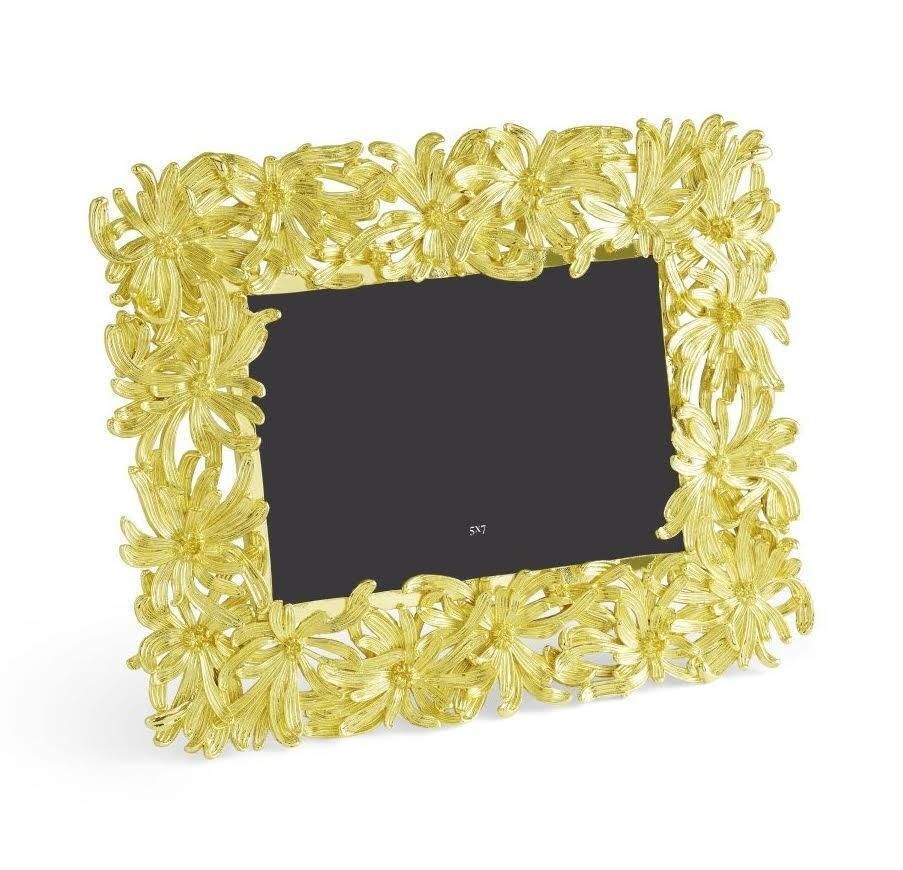 Dahlia Photo Frame In Gilded Metal, Medium Size Model. photo for sale