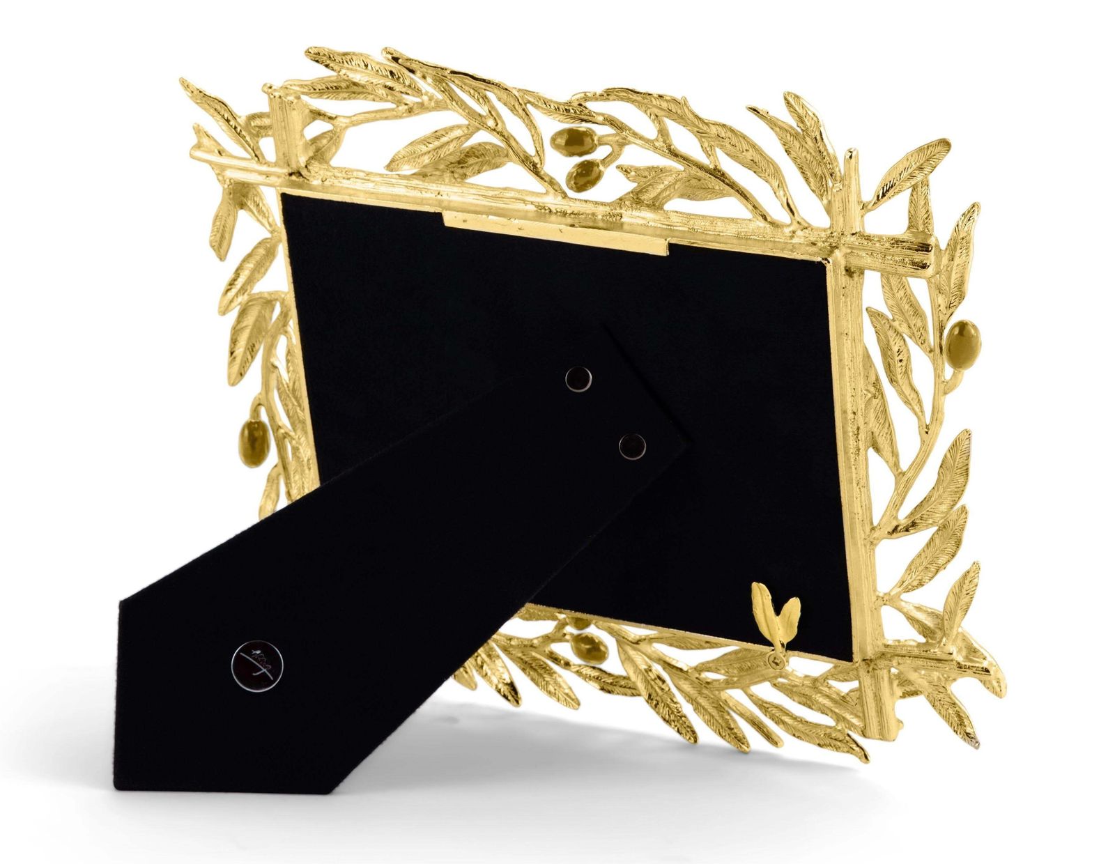 Contemporary Olive Branch Photo Frame In Gold Tone Metal. photo Home Decor