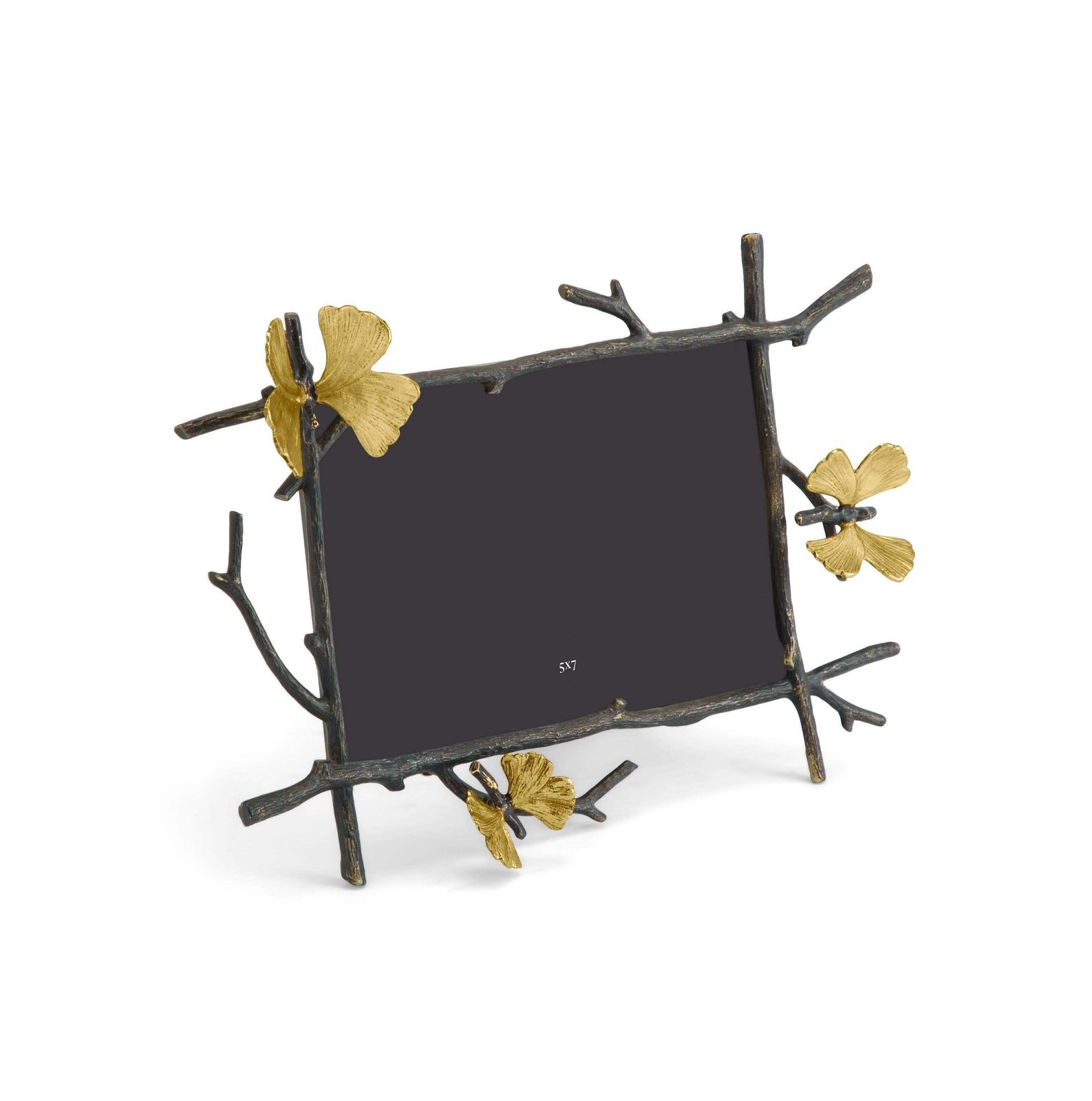 Frame With Ginkgo And Butterfly Motifs In High Quality Oxidised And Gilded Metal photo Home Decor