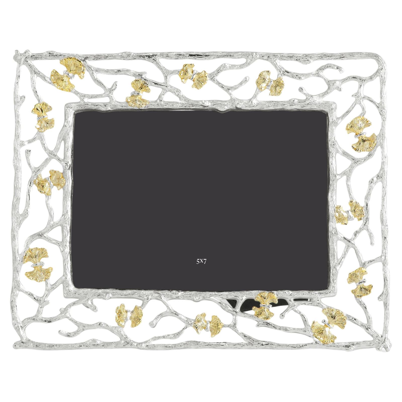 High Quality Photo Frame With Butterfly Motif In Silver And Gold Metal.