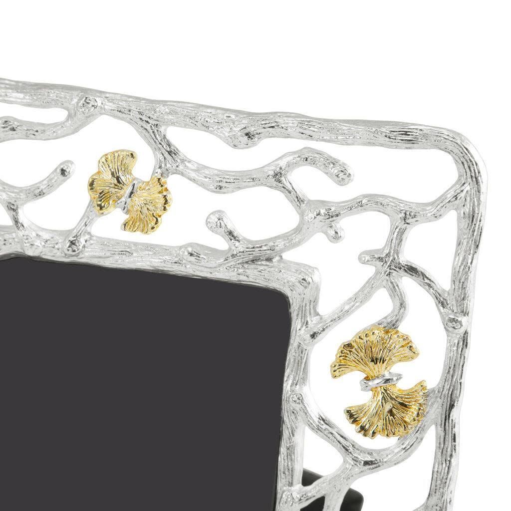 High Quality Photo Frame With Butterfly Motif In Silver And Gold Metal. photo for sale