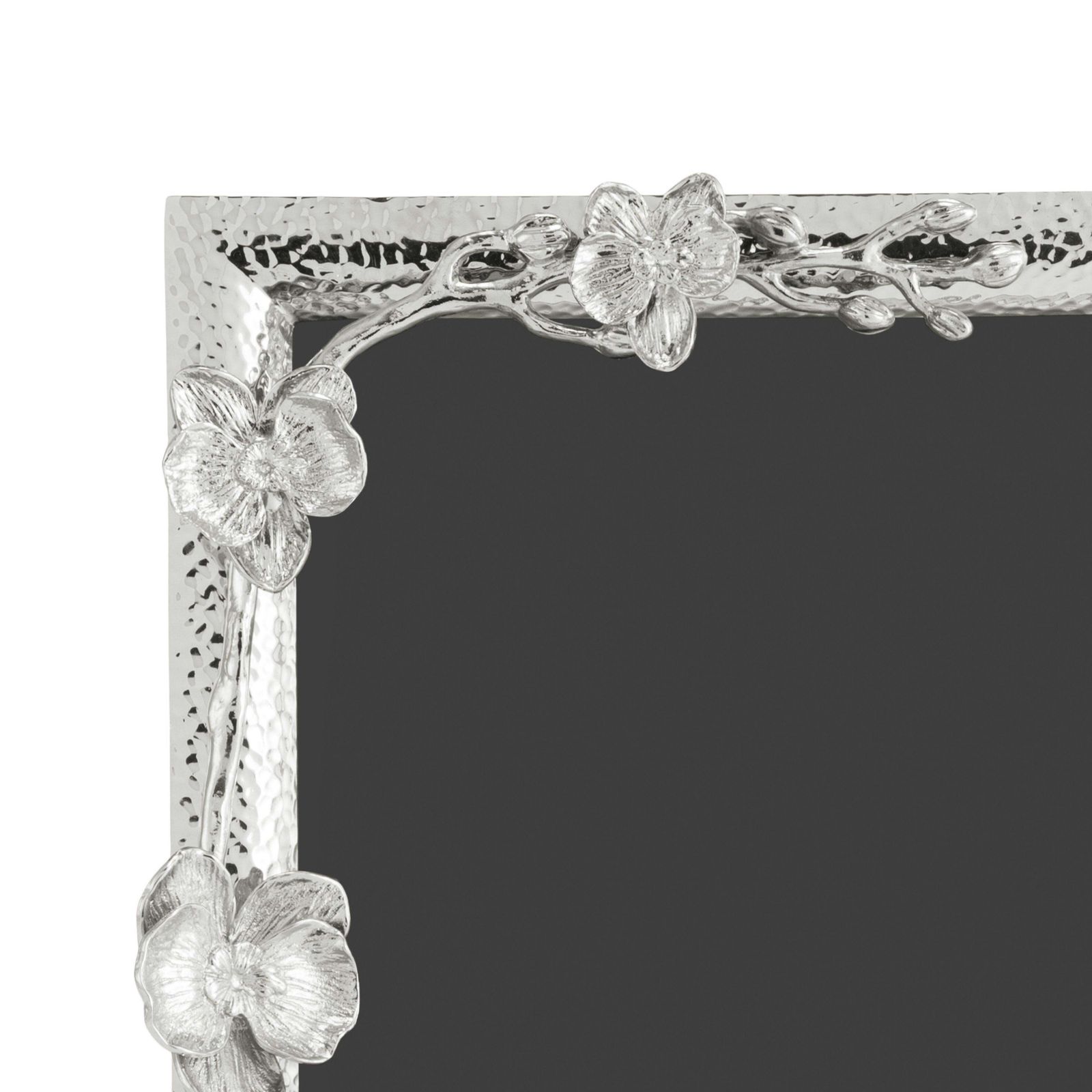 Large Photo Frame With White Orchid Design, Made From Nickel Plated Metal. photo for sale