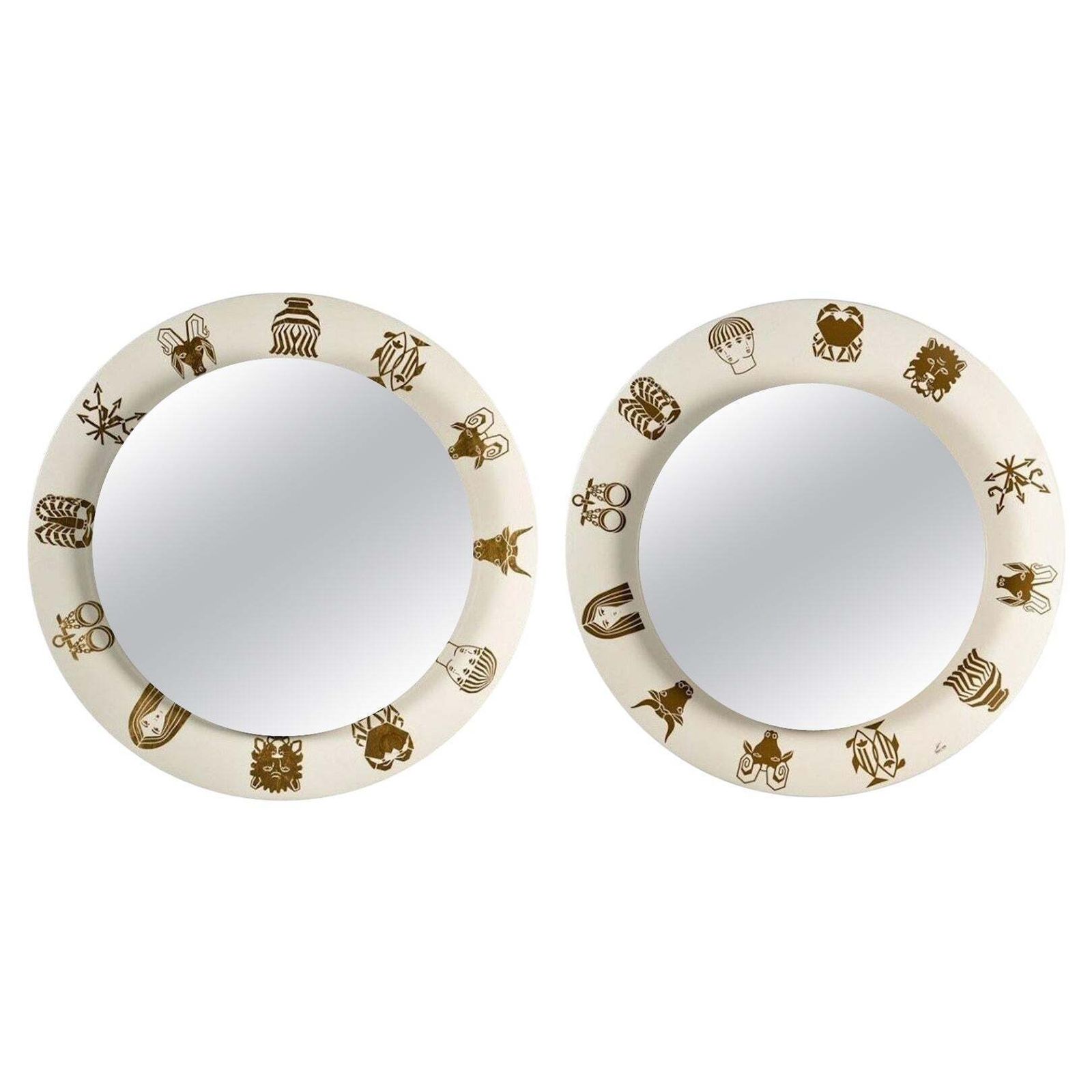 Pair Of Illuminated Mirrors By Benedetto Fornasetti, Circa 1970.