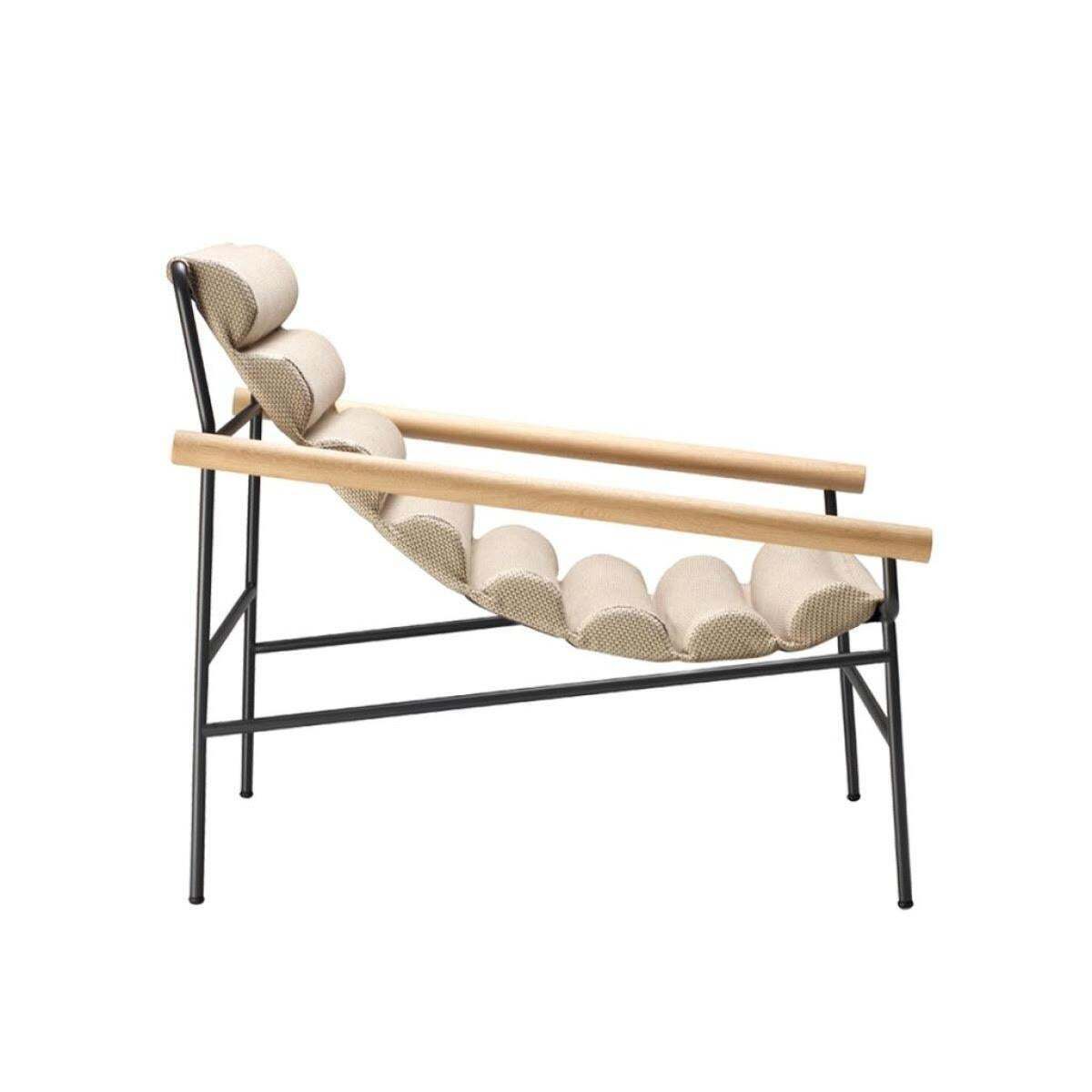 Wave Shaped 21st Century Creme Fabric Armchair Indoor Outdoor photo furniture