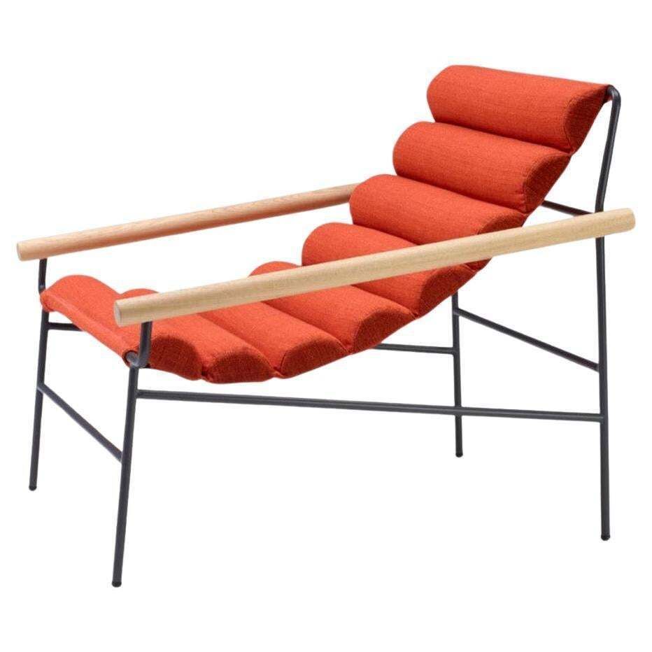 Wave Shaped 21st Century Orange Terracotta Fabric Armchair Indoor Outdoor