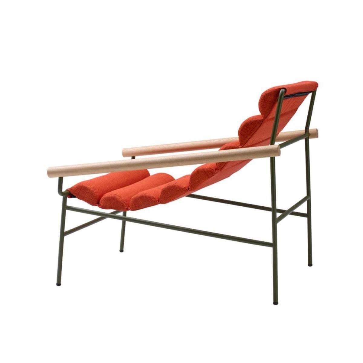 Wave Shaped 21st Century Orange Terracotta Fabric Armchair Indoor Outdoor photo furniture