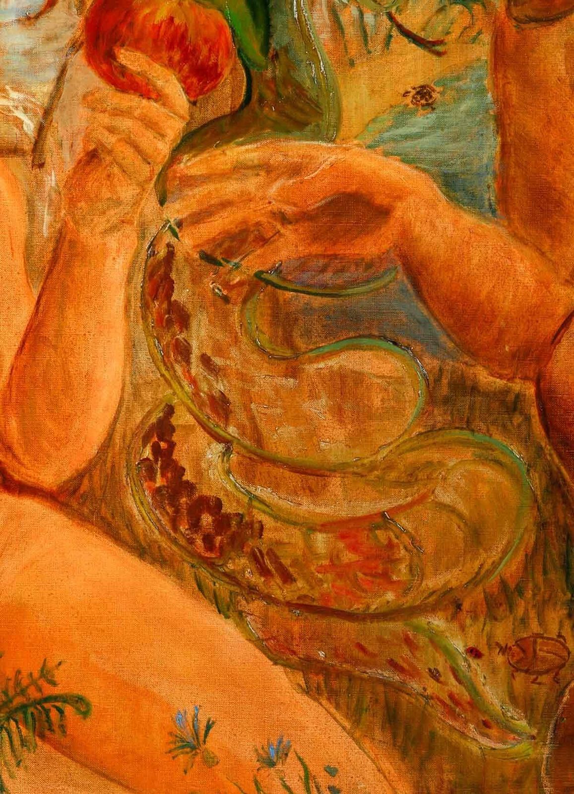 Painting, Oil On Canvas By Artist Evelyne Luez, Xxth Century. photo for sale