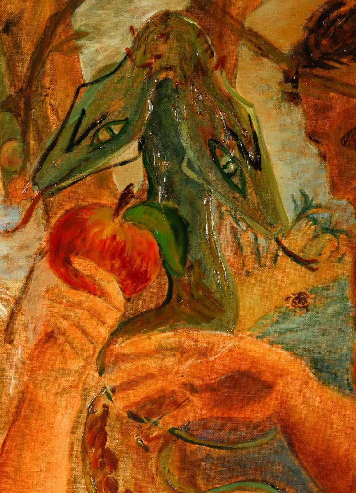 photo furniture Painting, Oil On Canvas By Artist Evelyne Luez, Xxth Century.