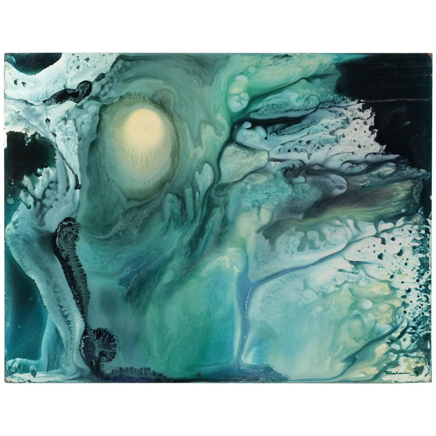 Contemporary Abstract Art Dated 1982 Signature Illegible, Painting On Hardboard