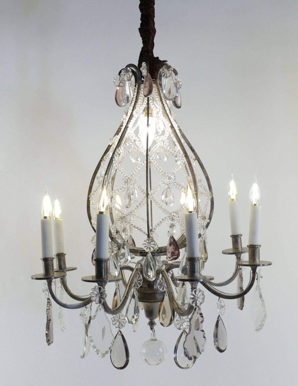 Beautiful Hot Air Balloon Style Chandelier In Silvered Bronze, 19th Century photo furniture