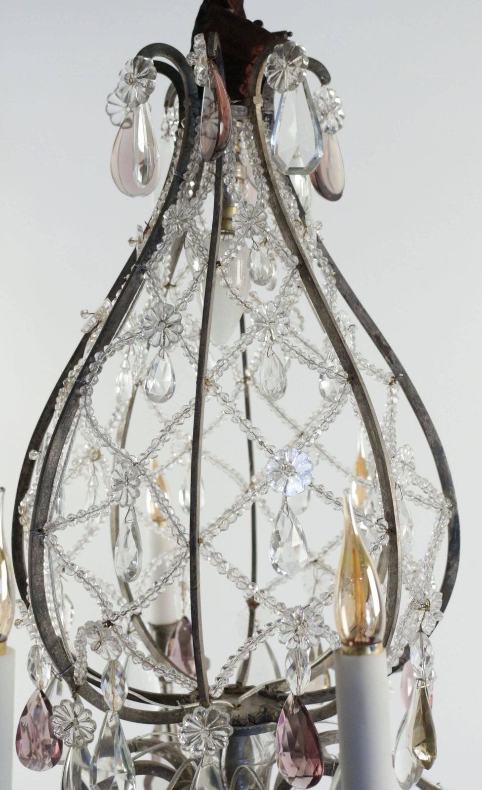 Beautiful Hot Air Balloon Style Chandelier In Silvered Bronze, 19th Century photo 3300.0