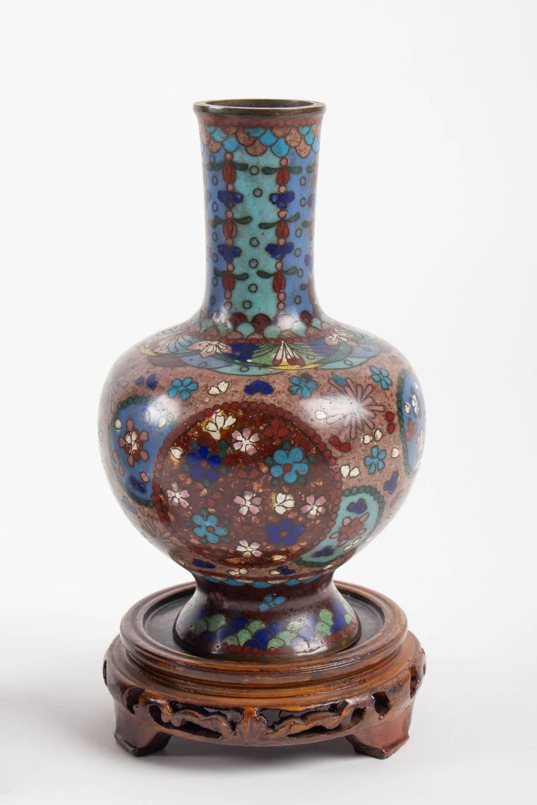 Pair Of Cloisonné Bronze Vases, Japan, Circa 1900 photo for sale