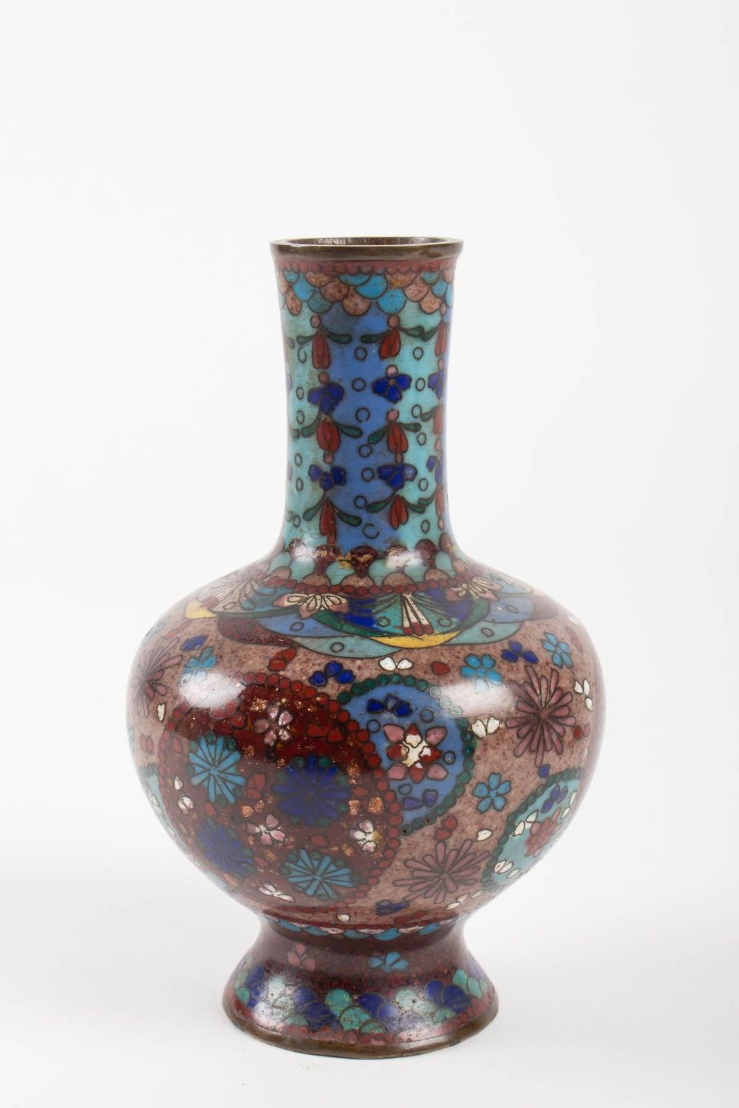 photo vinterior Pair Of Cloisonné Bronze Vases, Japan, Circa 1900